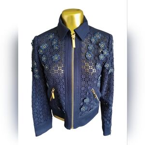 Michael Kors SZ 2‎ MK navy flower lace jacket